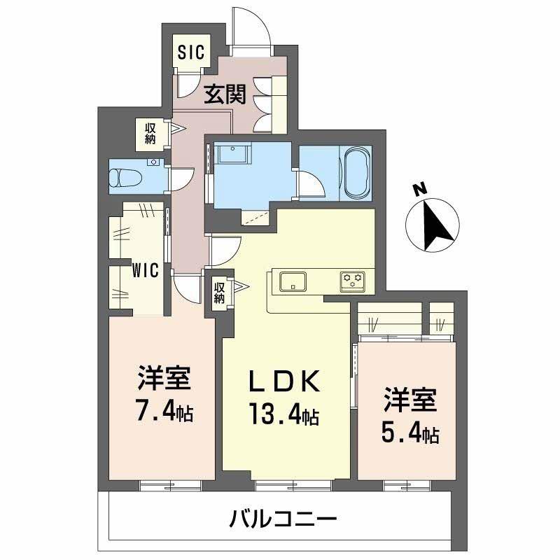 セントリビエ上甲子園(2LDK/2階)の間取り写真