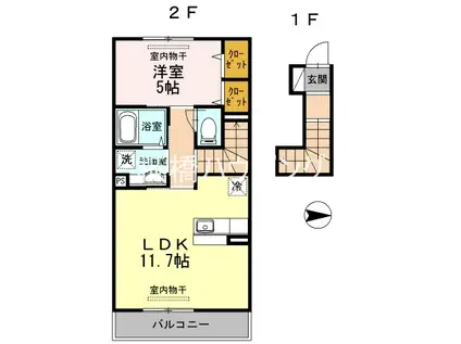 NOBLE COURT(1LDK/2階)の間取り写真