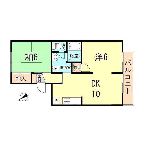ヴィラ新宅(2LDK/1階)の間取り写真