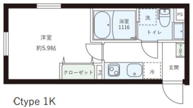 レピュア目黒本町レジデンス(1K/2階)の間取り写真