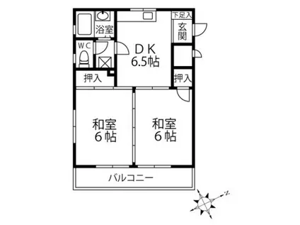 カルチェ佐川(2DK/4階)の間取り写真