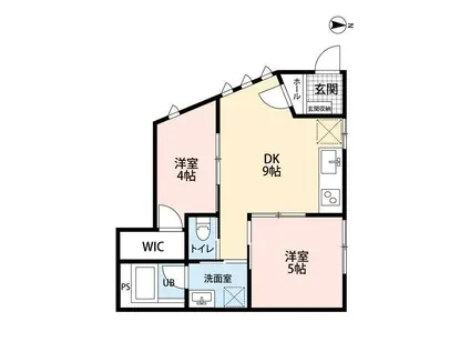 テラス新江古田(2DK/1階)の間取り写真