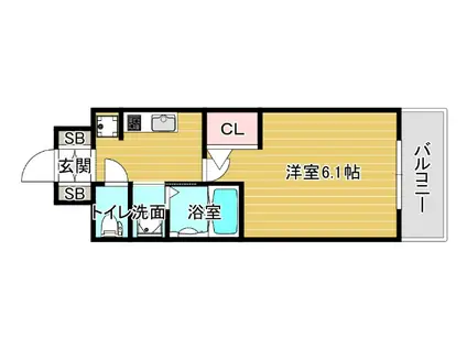 エステムコート難波ウエスト-SIDEVIグラッド(1K/7階)の間取り写真