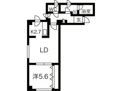 奥野マンション(1LDK/3階)の間取り写真