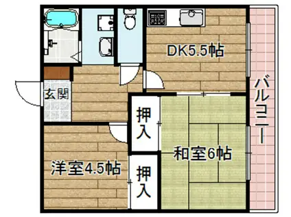 グリーンハイツ(2DK/1階)の間取り写真