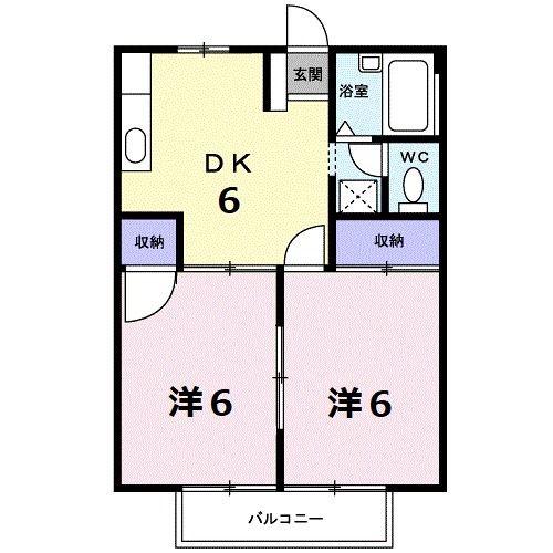 シティハイツ高木B(2DK/2階)の間取り写真