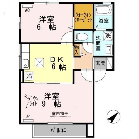 ウィング ヴューA(2DK/1階)の間取り写真