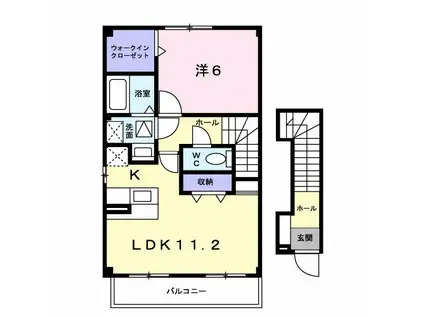 アイリス仁川(1LDK/2階)の間取り写真