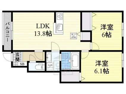 メゾン フローリッシュ(2LDK/1階)の間取り写真