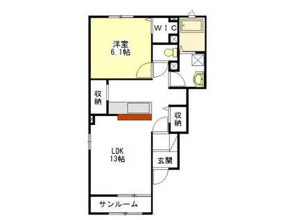 サニー・カーサI・II(1LDK/1階)の間取り写真