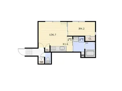 恵庭市住吉町2丁目AP(1LDK/1階)の間取り写真