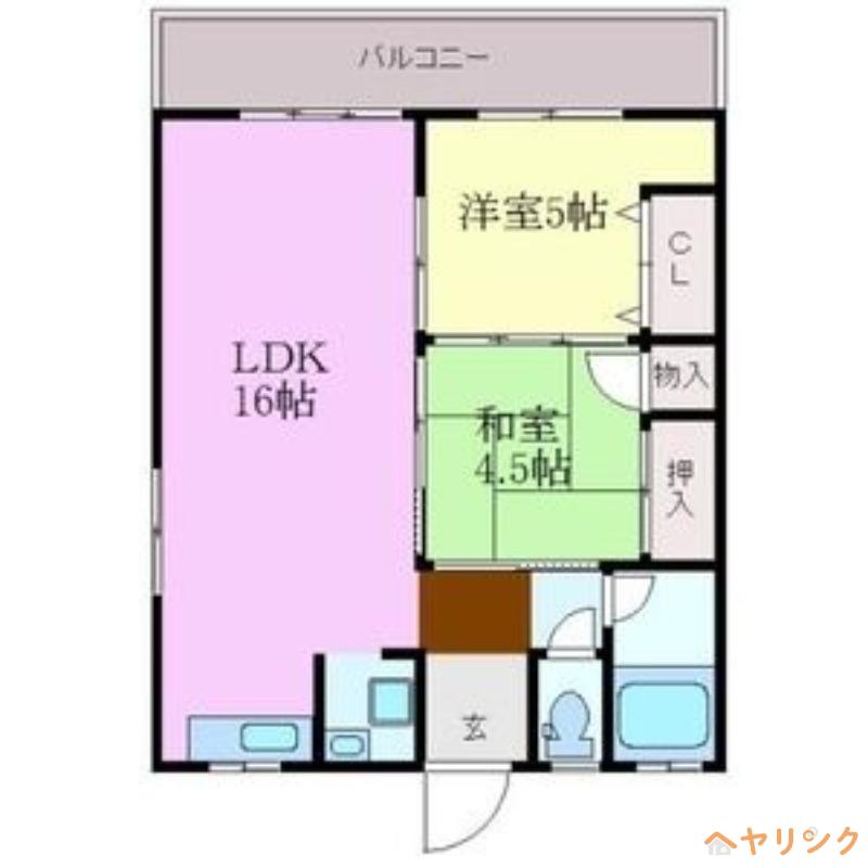 峰ビル(2LDK/1階)の間取り写真