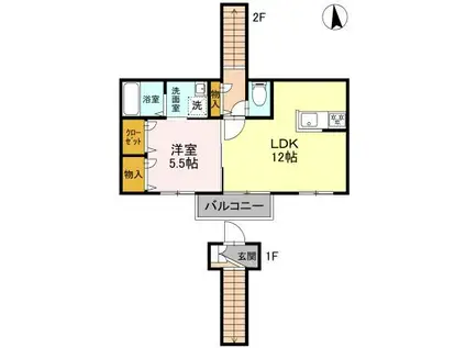 SEED C棟(1LDK/2階)の間取り写真