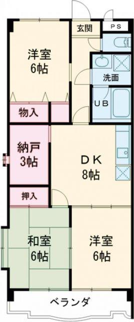 杉浦マンション(3SDK/2階)の間取り写真