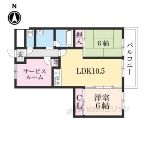 フラワー2番館(2LDK/2階)の間取り写真