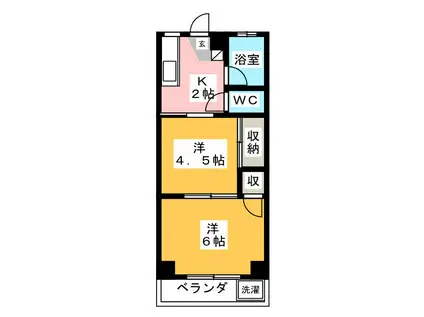 コーポラス三九(2K/3階)の間取り写真