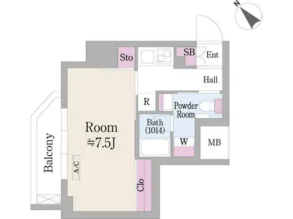 アーバンプレミア池尻大橋(1K/5階)の間取り写真