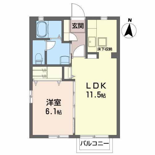 グリーン ハーモニー・A(1LDK/1階)の間取り写真