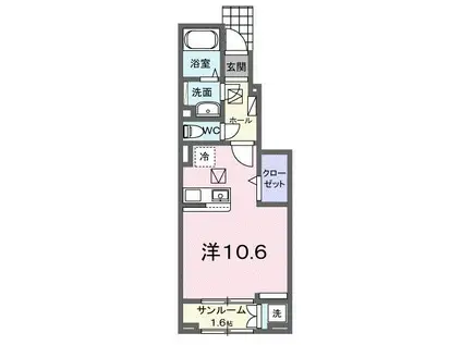阿武隈急行 角田駅 徒歩32分 2階建 築1年(ワンルーム/1階)の間取り写真