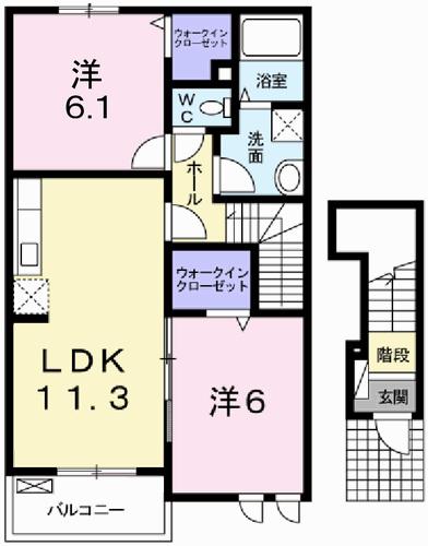 ブリアン・アヴニール(2LDK/2階)の間取り写真