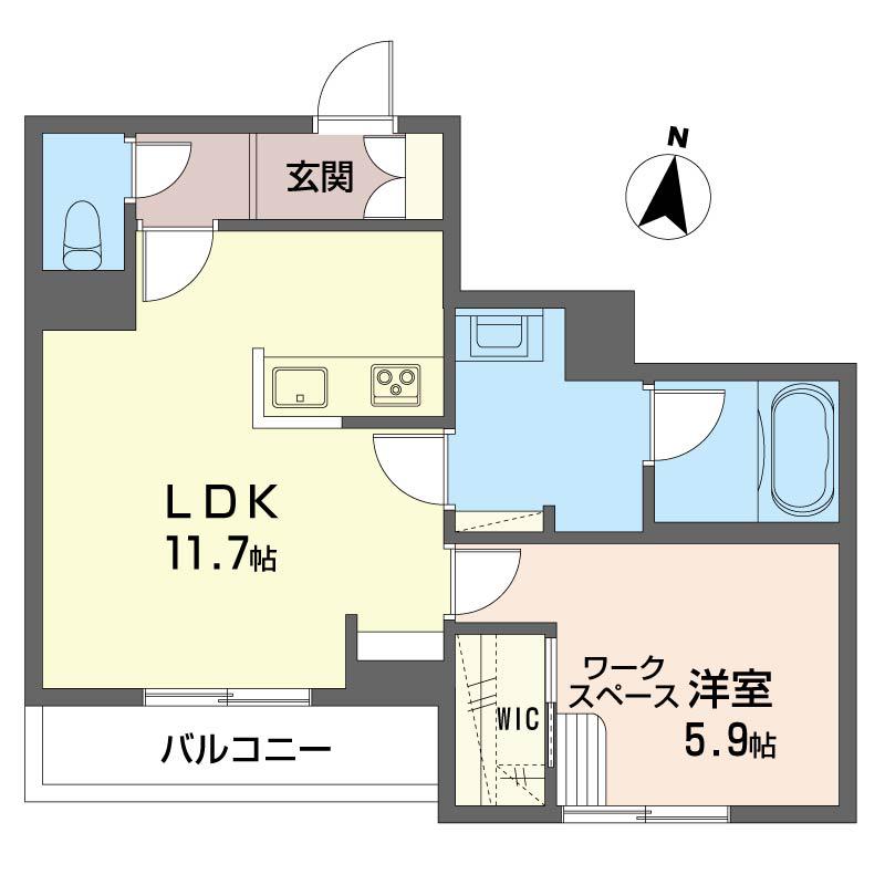 セゾン ヴェルテ(1LDK/1階)の間取り写真