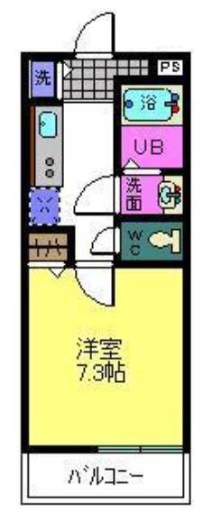 フローラ大津池(1K/2階)の間取り写真