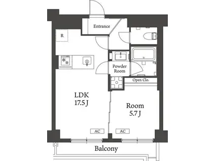 ベルヴィアージ曙橋(1LDK/5階)の間取り写真