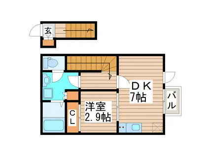 RACHELII(1DK/2階)の間取り写真