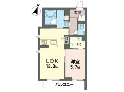 ロワール(1LDK/2階)の間取り写真