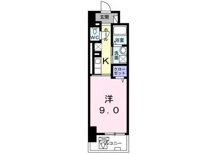 なんばソラニワ(1K/5階)の間取り写真