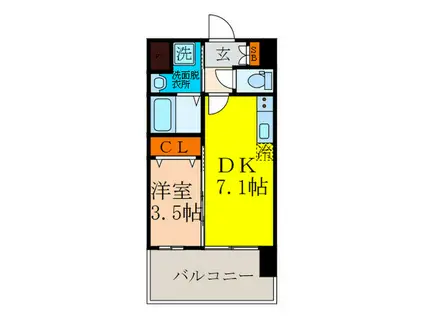 アンフィニXVII(1DK/7階)の間取り写真