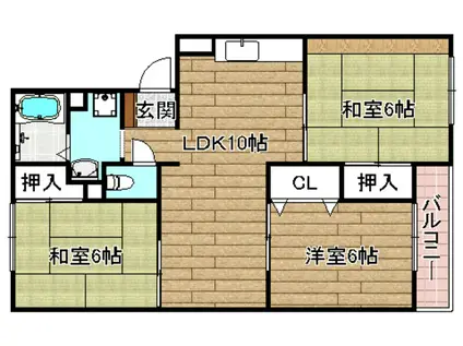 トリヴァンベール桜井(3LDK/1階)の間取り写真