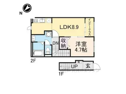 リュミエール(1LDK/2階)の間取り写真