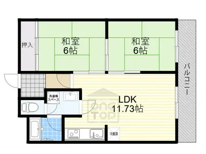 サンワロイヤルマンション2号館(2LDK/1階)の間取り写真