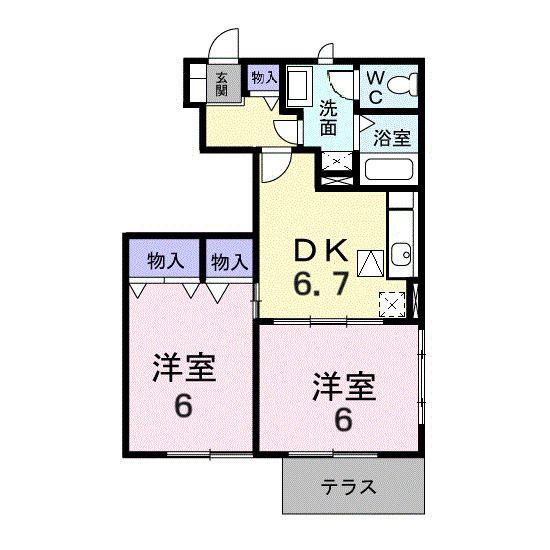 サンフィールド(2DK/1階)の間取り写真