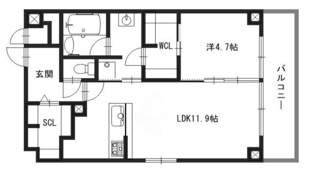 さくら三左衛門堀(1LDK/1階)の間取り写真