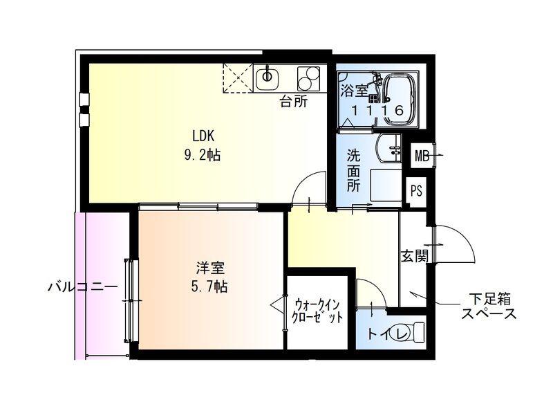 フジパレス今川公園東V番館(1LDK/2階)の間取り写真