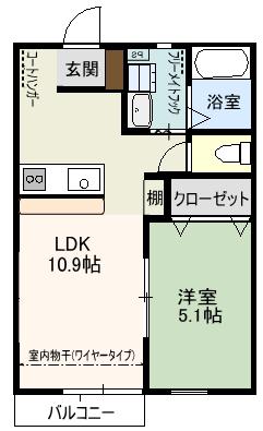 ガーデンハウスA(1LDK/1階)の間取り写真
