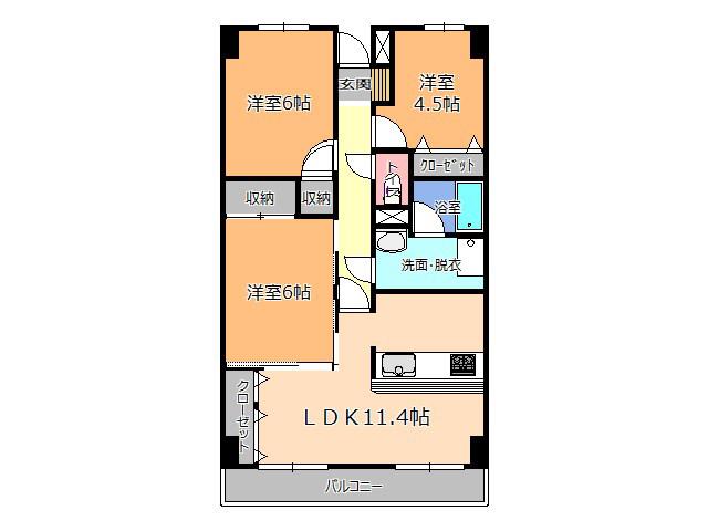 エクセレンス今泉(3LDK/2階)の間取り写真
