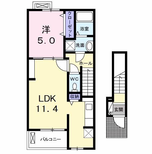 アイ・スマイル南庄町II(1LDK/2階)の間取り写真
