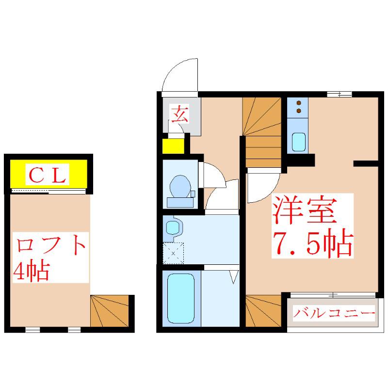 CORE(ワンルーム/2階)の間取り写真