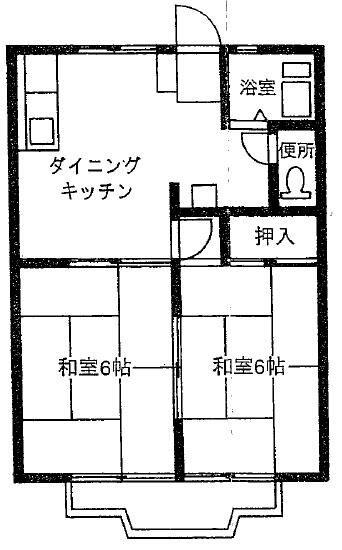 エクシードII(2DK/1階)の間取り写真