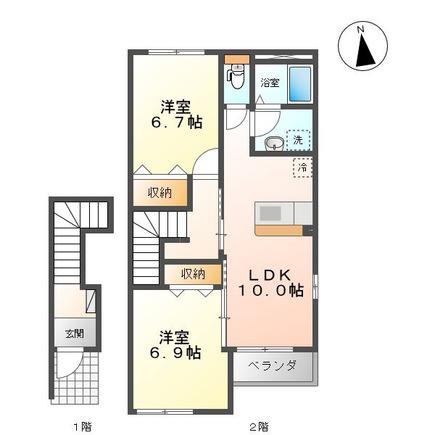 サンフィットフジマンC(2LDK/2階)の間取り写真