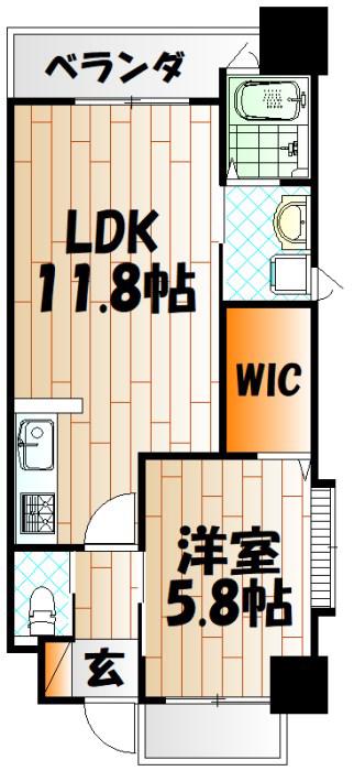 ギャラン竪町(1LDK/3階)の間取り写真
