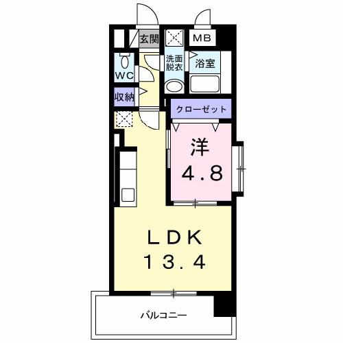 OSANPO上津(1LDK/4階)の間取り写真