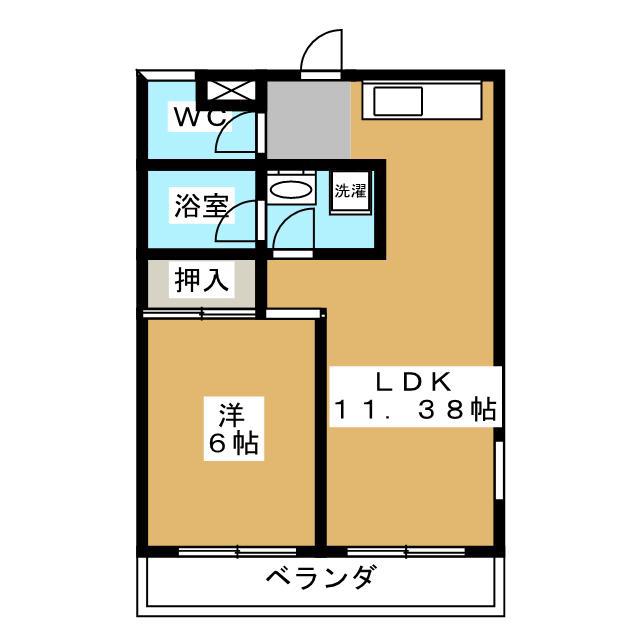 第五サンキビル(1LDK/3階)の間取り写真