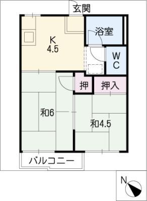 フォーブル京II(2K/1階)の間取り写真