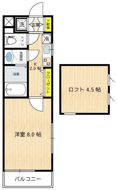 MAY並木(1K/2階)の間取り写真