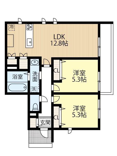 CAPE COD VILLA(2LDK/1階)の間取り写真
