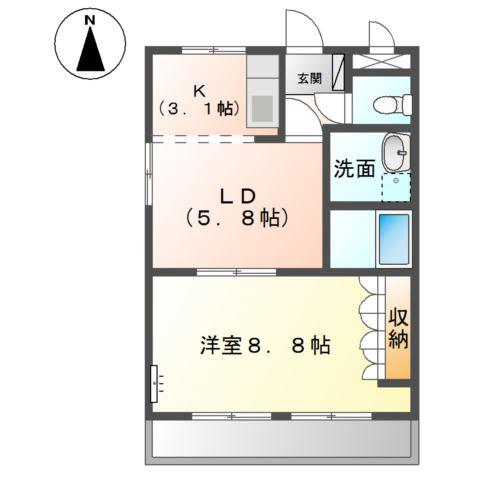 サンフォレスト・K(1LDK/2階)の間取り写真
